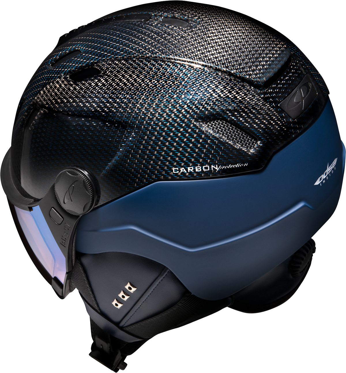 CP Corao+ Carbon Skihelm mit Visier in Blue - Polarised -rear