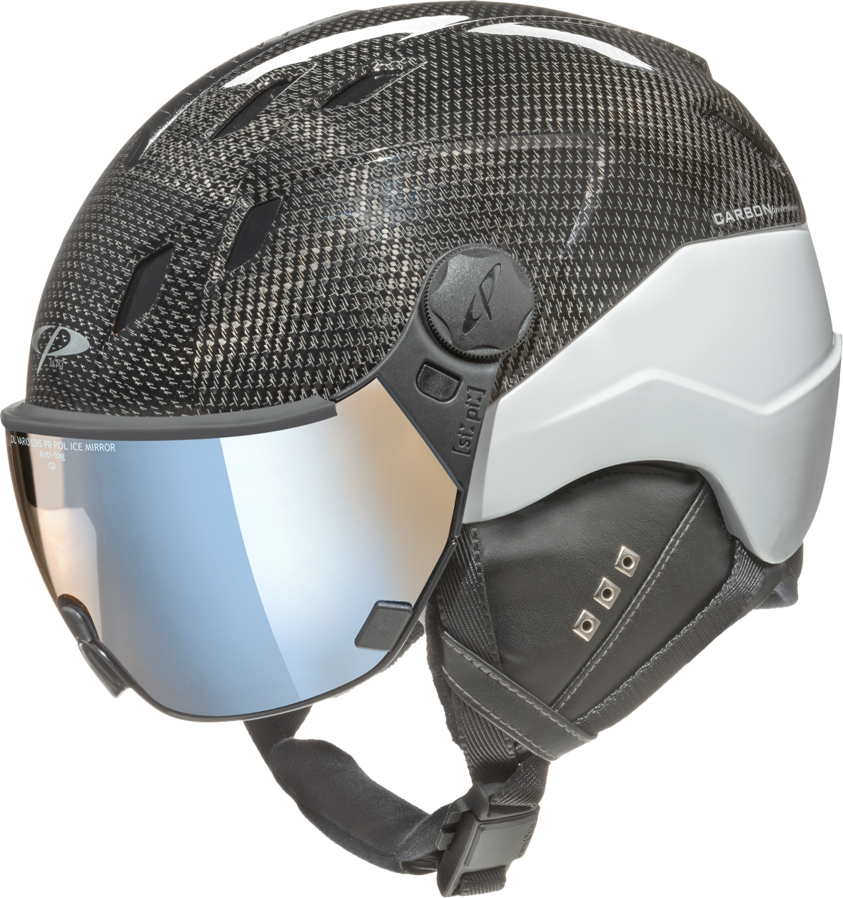 CP Corao+ Carbon Skihelm mit Visier in white - Polarised 25-26