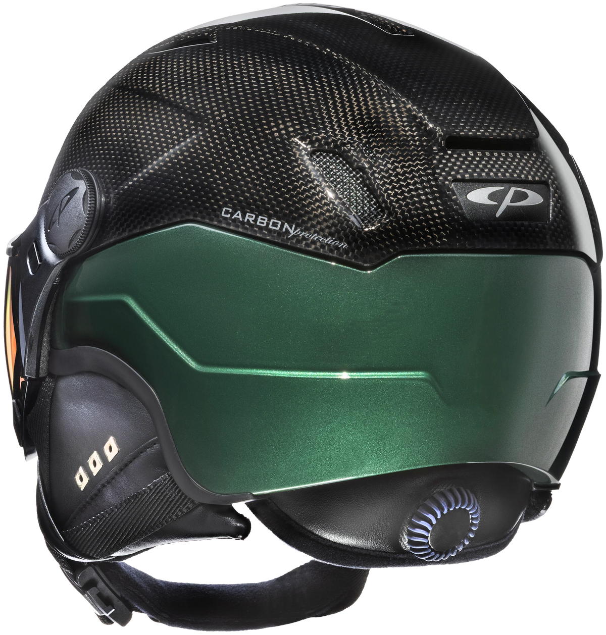 CP Corao+ Carbon Skihelm mit Visier in Green- Polarised -rear