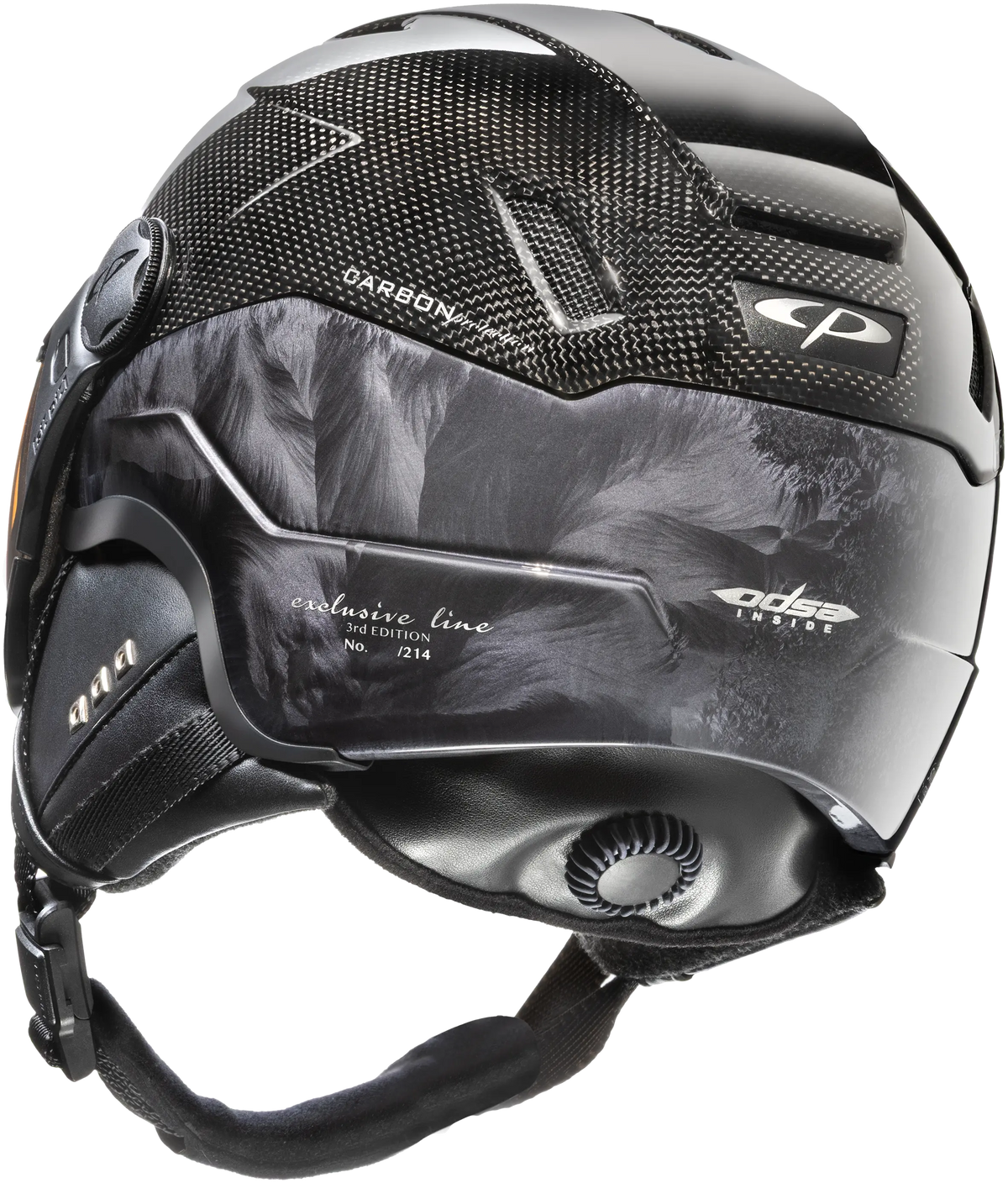 CP Corao+ Carbon Limited Skihelm mit Visier in forged antracite rear