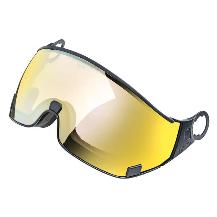 cp photochromic visier - gold mirror - black frame