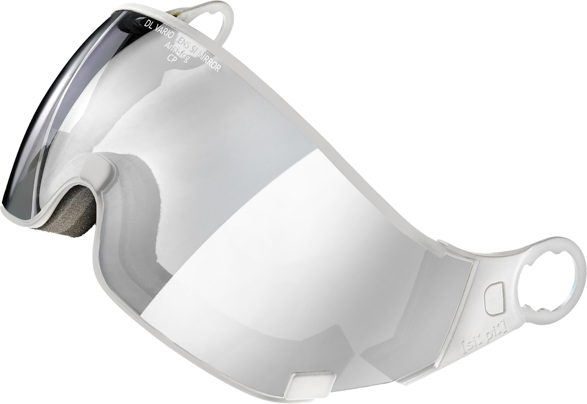 cp photochromic visier - silver mirror - white frame