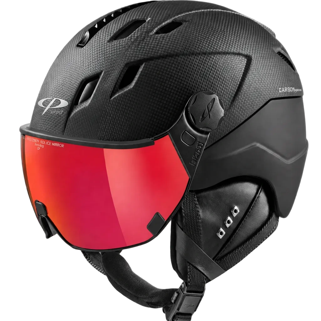 CP Corao+ Carbon Skihelm mit Visier in Black - Polarised -2