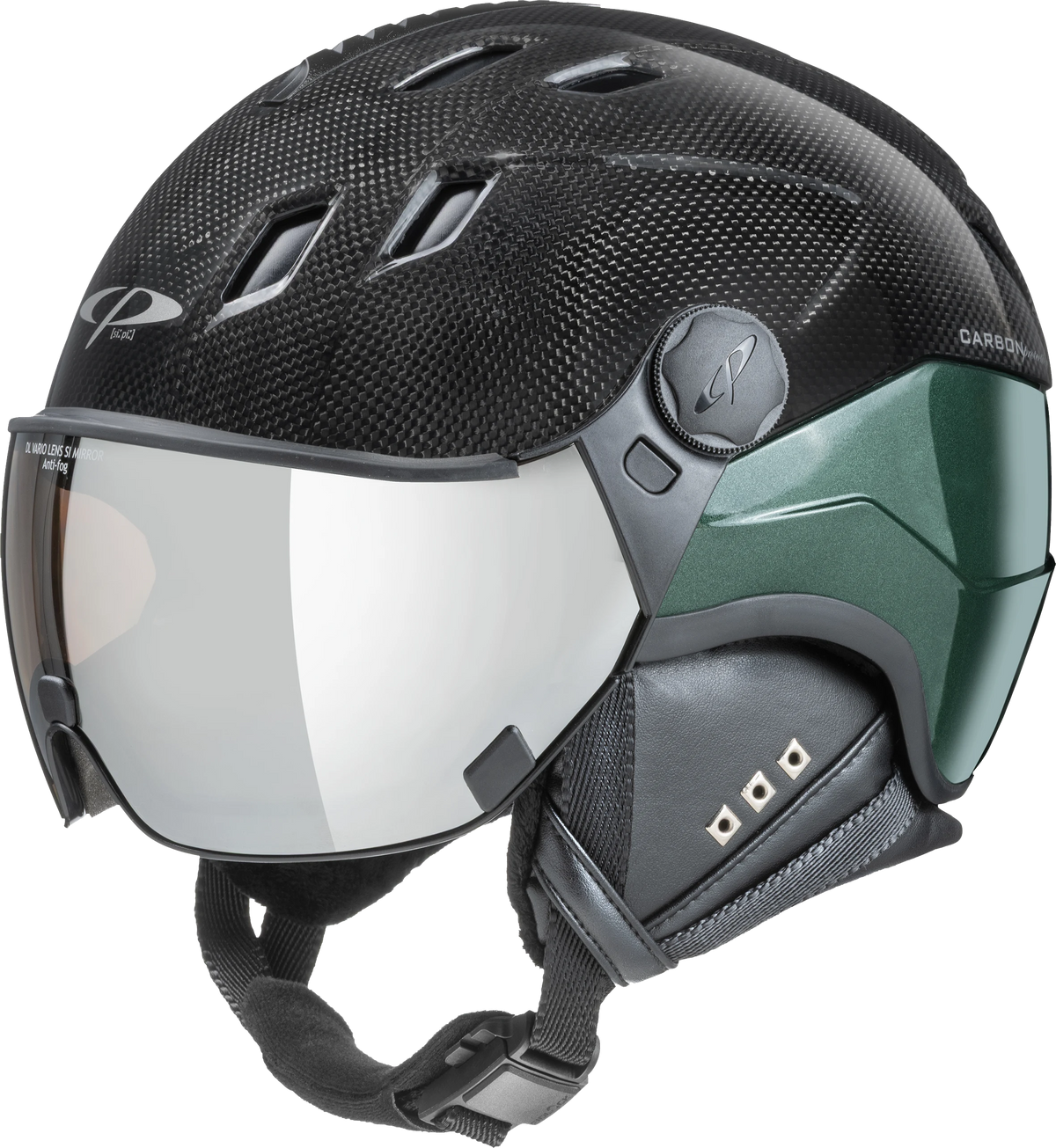 CP Corao+ Carbon Skihelm mit Visier in Green- Polarised
