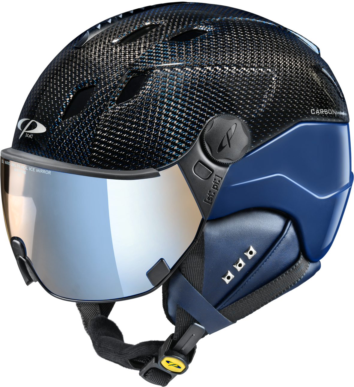 CP Corao+ Carbon Skihelm mit Visier in Blue - Polarised 25-26