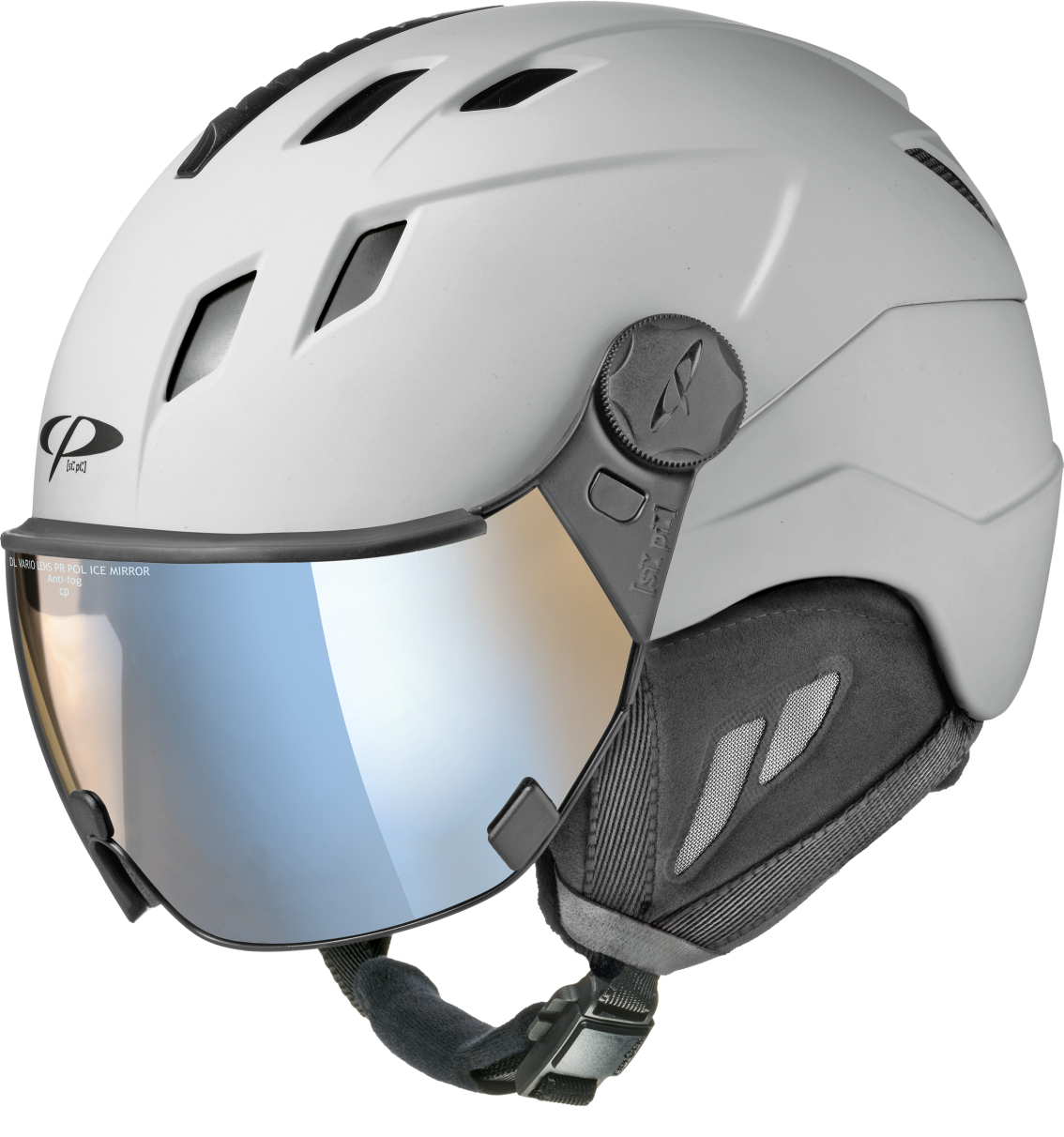 CP Corao+ Skihelm mit Visier in Lightgrey - Polarised