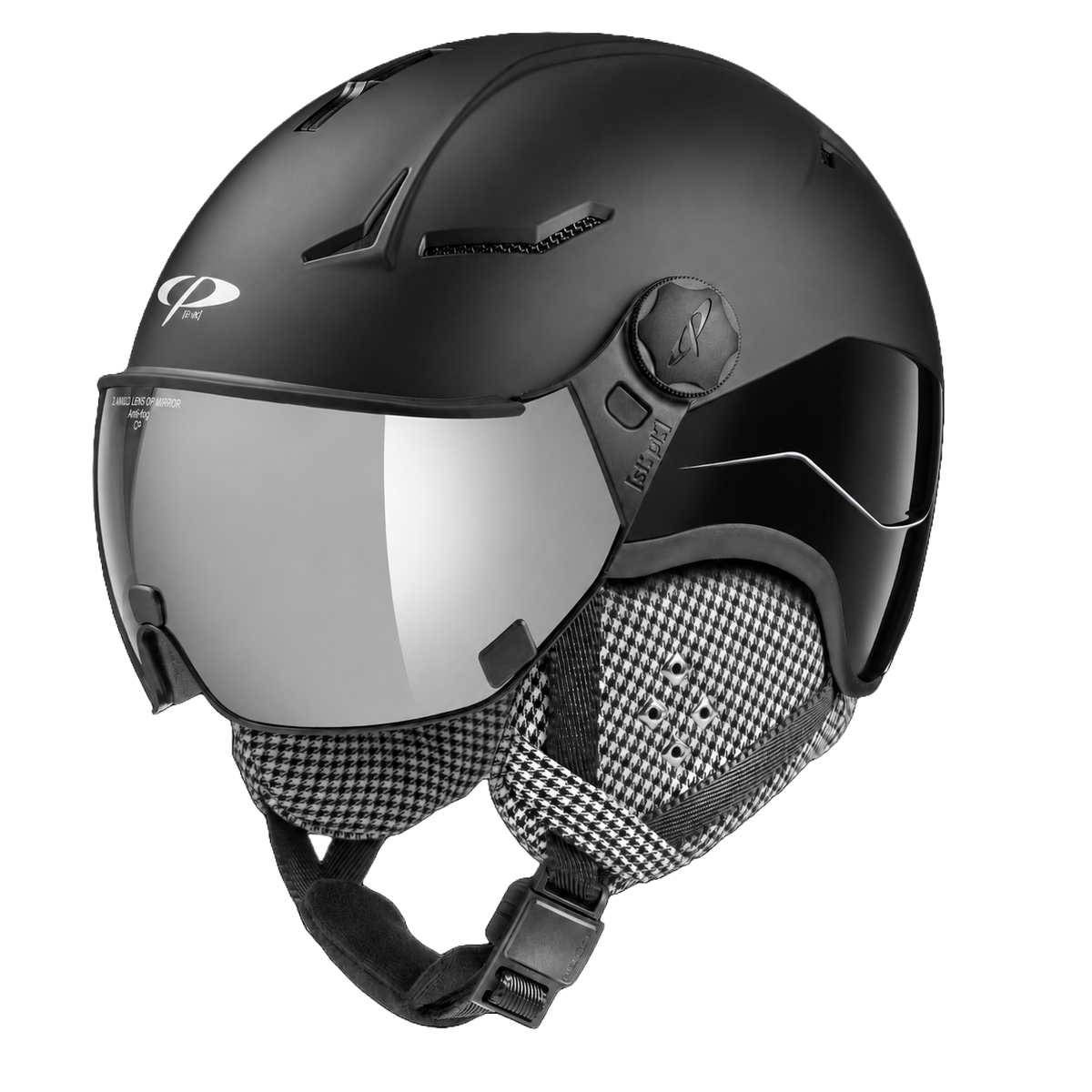 CP Coya+ pied de poule Skihelm mit Visier in Black - Hahnentritt