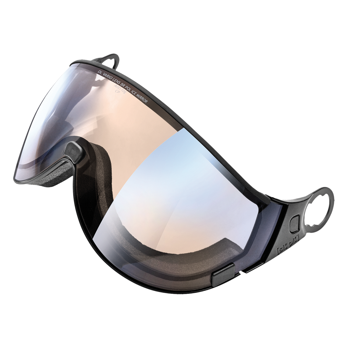 cp polarised visier - ice mirror - black frame 1.6